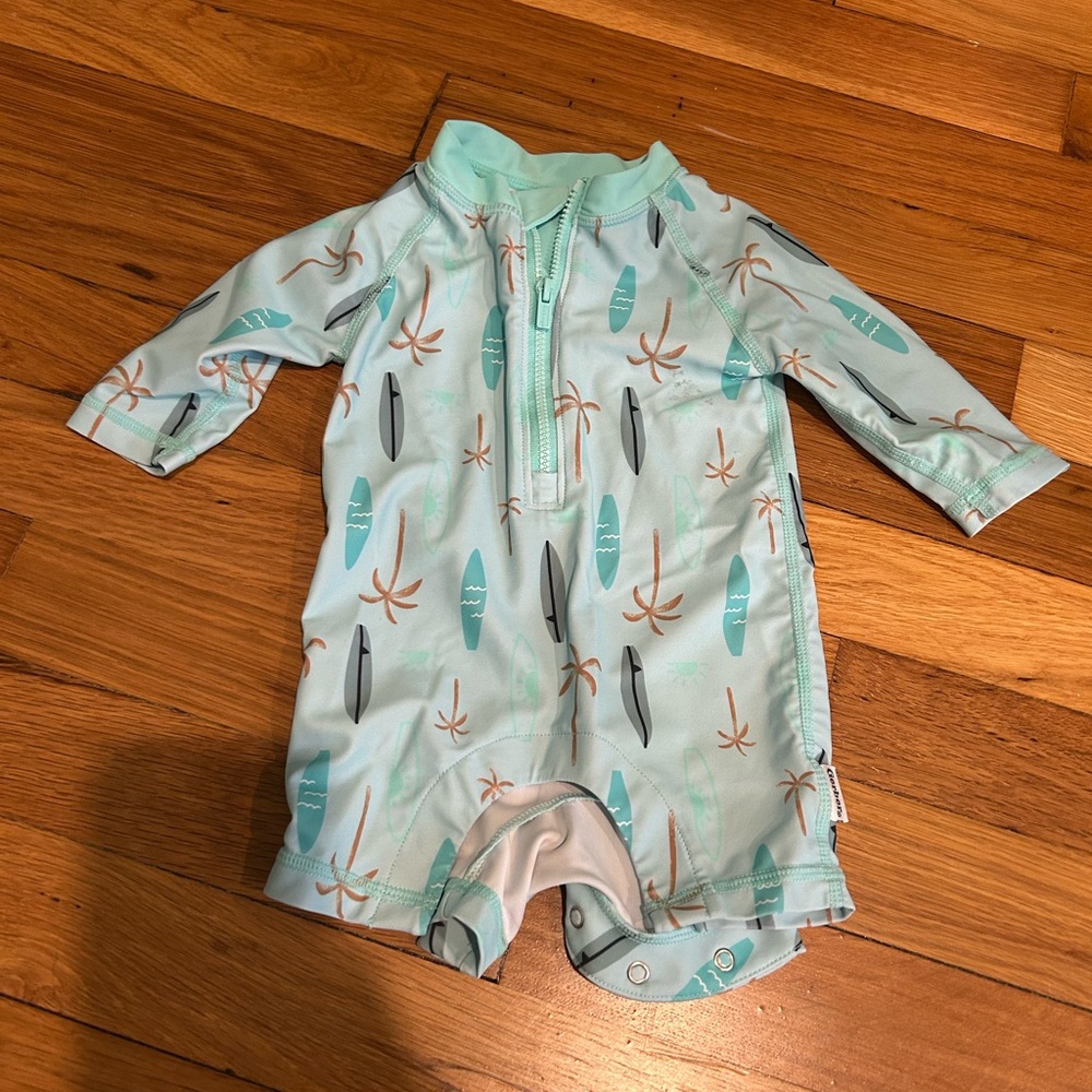 Gerber Mint Green Surf Zip-Up Bathing Suit Romper!